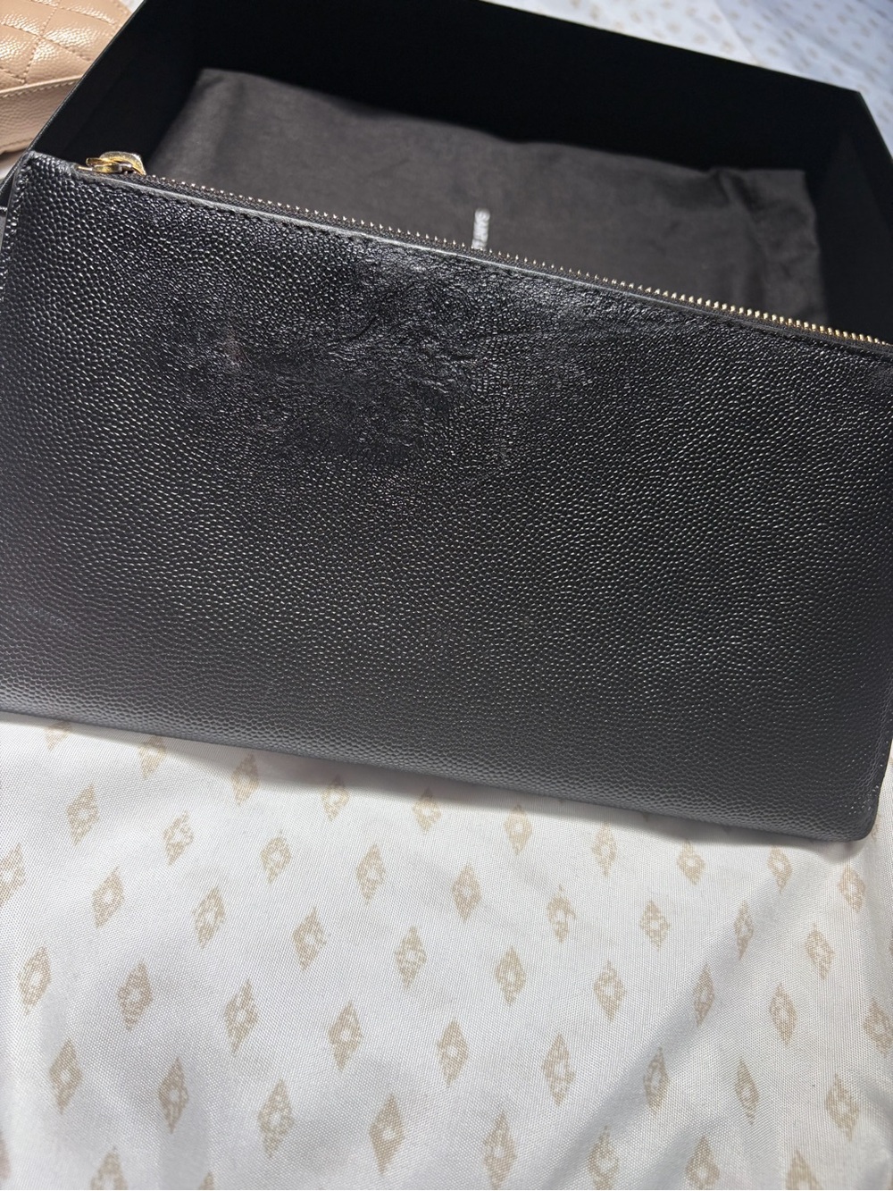 Saint Laurent Black Grain Uptown Leather Clutch with Gold YSL Emblem - Picture 5 of 9